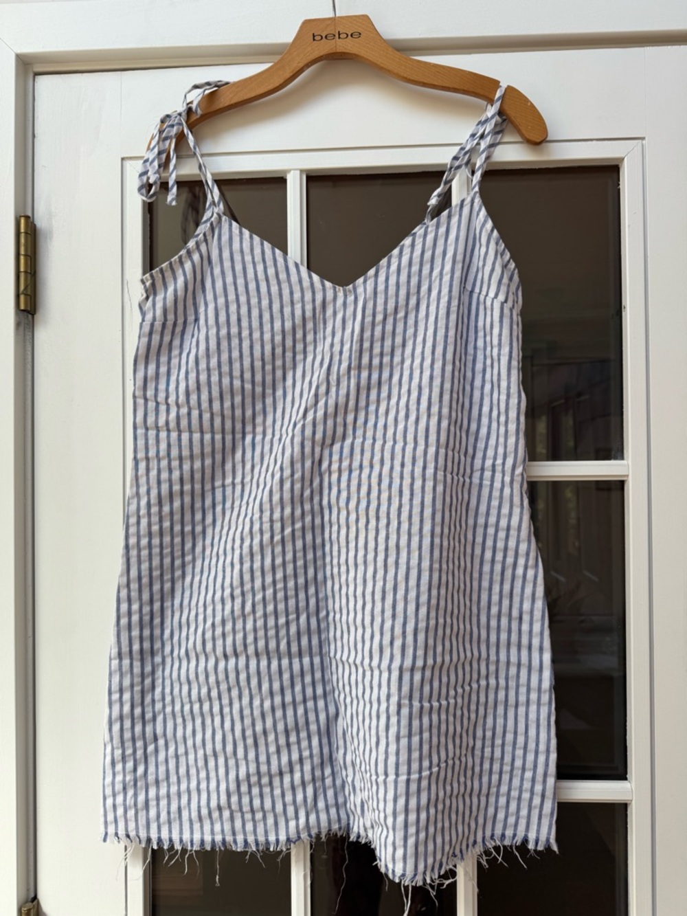 Ghanda Blue and White Striped Tie-Shoulder Sundress